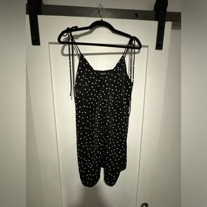 Nasty Gall Tie Strap Polka Dot Dress with Button Detail